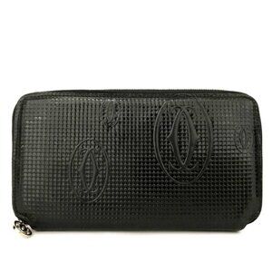 Cartier Happy Birthday Patent Leather Zip Around Long Wallet Black/2BJ2948